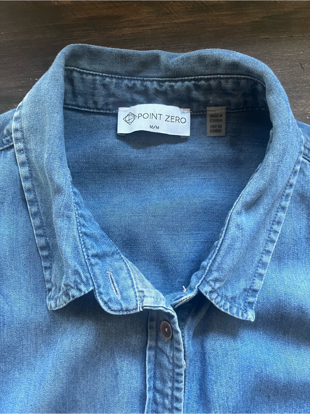 POINT ZERO New Button-Front Denim Tie-Front Shirt in Medium Blue M NWOT